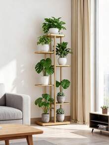 6/5/4 Tier Plant Stand - Home Garden Decor & Plant Storage Rack - Creative Pot Organizer Stunning Design, Perfect For Indoor/Outdoor Decor Space-Saving Indoor/Outdoor Plant Stand - 六層金色 - 查看 5