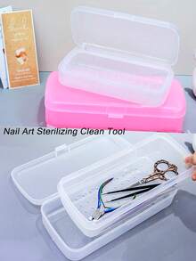 美甲工具消毒托盘 - 便携式透明塑料收纳盒，带过滤网，适用于镊子、美甲工具及其他美甲用品，设计时尚，经久耐用 - 彩色 - 查看 2