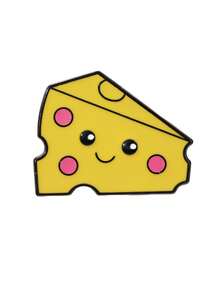 1/4pcs Cartoon Cheese Brooch, Luxurious Realistic Food Lapel Pin, Alloy Resin Cartoon Clothing & Bag Decor Badge