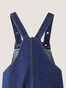 Girls' Cute Overalls, 2025 Autumn New Arrival, Playful Floral, Rainbow, Bow Print, Blue Denim Long Jumpsuit - Blue - View 8