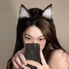 1个万圣节/圣诞节猫耳头箍，服装配饰，女士发箍 - 黑色 - 查看 7