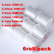 1/6roll Transparent Fishing Line Beading Non Elastic Ultra-Fine Crystal Thread Weaving Handmade Bead Winding,Woven Ring, Fish Silk Thread Bead String,White DIY Weaving Accessory Material - White - View 10