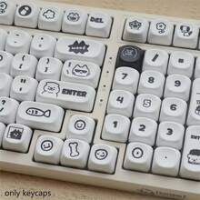 1pc Creative Cute Cat & Dog Keycaps, 130 Keys - MOA Height PBT Dye-Sublimated Customized Keycaps For 61/68/75/87/98/100 Keys