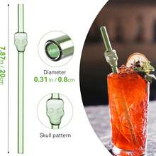 Paie drăguțe din sticlă cu perii de paie, paie reutilizabile de 7,87 inch / 8 mm, multicolore rezistente la spargere, pentru smoothie-uri, milkshake-uri, ceai sau cafea cu gheață