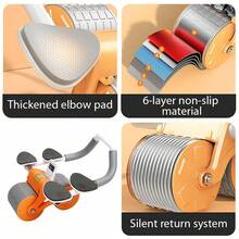 Ab Roller With Elbow Support And Digital Counter – Abs, Arms, Back And Chest Exercise Equipment - Orange - View 6