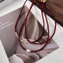 1 Elegant Ladies' Redstone Necklace - Simple Yet Stylish Collarbone Chain, Suitable For Daily Wear And Parties, Exquisite And Luxurious Design Jewelry, Perfect Gift For Girlfriends Or Mother's Day, Beach Vacation, Party Accessories | Elegant Design - Multicolor - View 2