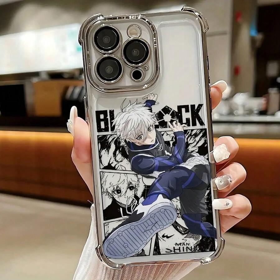 Estuche de teléfono de Nagis Seishiro del anime y dibujos animados compatible con 16, 15, 14, 13, 12, 11 Pro, X, XR, XS, 8, Plus, con una funda trasera suave transparente que resistente a caídas.17 17promax - Plateado - Ver 1
