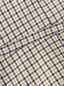 Áo khoác vest nữ vải dệt kẻ caro, túi cài nút phía trước, thường ngày, mùa xuân/thu - Màu vàng - Xem 6