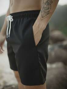 Men's Linen Shorts Fresh Lightweight Comfortable Fabric Premium Quality Leisure Holiday  Summer End Of Year - 黑色 - 查看 3