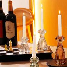 Glass Candle Stick Holder Set Of 3 U2013 Premium Taper Candle Holders Ambiance - Candle Sticks Holder Decor Special Occasions -