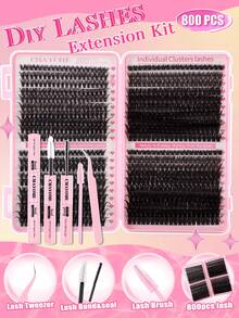 CMAYOME Bộ dụng cụ nối mi 800 sợi, bộ tự làm nối mi (8-18mm), bộ mi giả từng sợi, bộ nối mi cong chữ D, bao gồm keo và miếng dán niêm phong, cũng như các dụng cụ nối mi, thích hợp sử dụng hàng ngày, dự tiệc, du lịch hoặc làm quà tặng cho gia đình và bạn bè. Bộ mi giả, bộ mi giả, keo dán mi, quà tặng Halloween phong cách cổ điển. - Nhiều màu - Xem 6