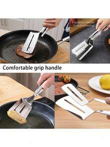 1 Pc 410 Stainless Steel Grill Tongs - Heat Resistant & Locking Food Tongs For BBQ, Kitchen, Flipping Steak