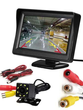 4-Inch Display Kit For High Definition Car Backup Camera System, 170-Degree Wide Angle Night Vision Waterproof, Fits Multiple Vehicle Models