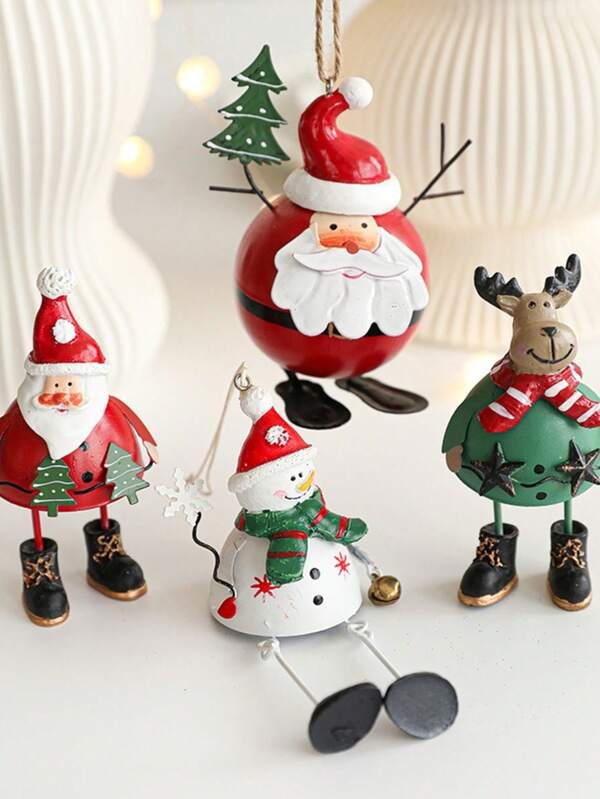 1 Stück bemalte Metall-Weihnachtsmann-Weihnachtsdekoration zum Aufhängen, Tisch-Ornament Heim-Dekoration Weihnachtsdekorationen Raumdekoration Winter