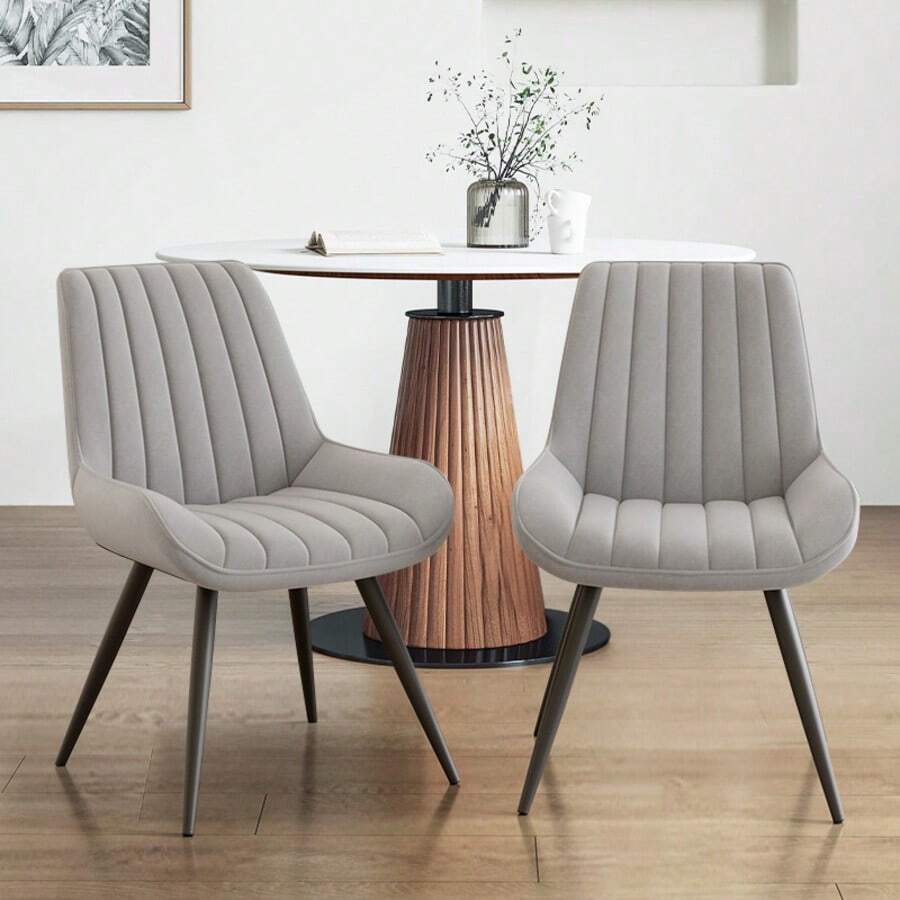 Nalupatio Dining Chairs Set Of 2/4 – Upholstered Kitchen Chairs With Metal Legs, Modern Dining Room Chairs In Durable Tech Fabric, Comfortable Padded Seat - Light Grey - View 1