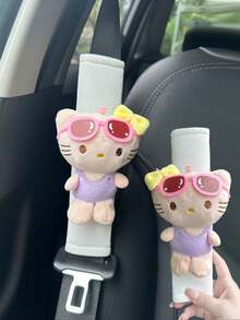 Sanrio Hello Kitty Cute Seatbelt Shoulder Pad Protector, Soft Material, Cartoon Adorable Car Seat Decor For Women
