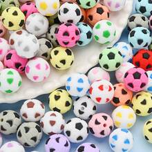 10pcs/pack 15mm Silicone Round Beads With Football Pattern Diy Loose Beads - Multicolor - View 10