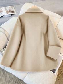 European And American Fashion Simple Women's Jacket, Lapel Single-Breasted High-Quality Short Wool Coat, Casual Loose Solid Color Long-Sleeve Retro Style, Suitable For Pairing With A Stylish Shirt, Perfect For Women's Winter Wool Coats.