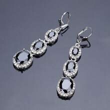 4 Stücke silberplattierter modischer Hochzeitsschmuck-Set mit großen Zirkonia Halskette, Ring, Ohrringe für Frauen als Weihnachts-, Erntedank- oder Geburtstagsgeschenk