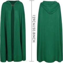 L'VOW Medieval Hooded Cloak Renaissance Cape With Hood Halloween Sorcerer Cosplay Hobbit Costumegift - màu xanh lá - Xem 6
