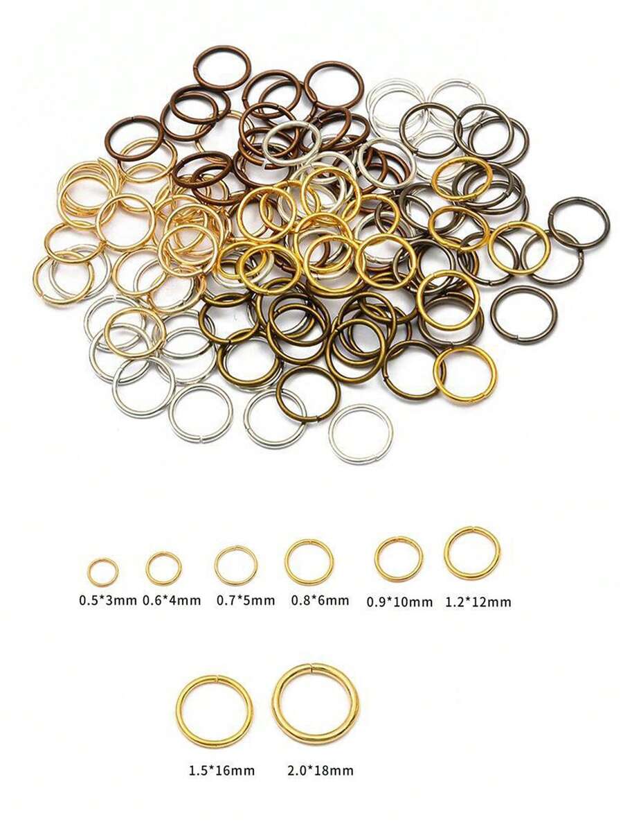 500 chiếc vòng nhảy kín 5-20mm, vòng chữ O, vòng sắt vòng đơn nhiều kích cỡ, vòng chữ C, vòng nối, vòng sắt dùng để làm hoa tai, vòng tay, vòng cổ, mặt dây chuyền, phụ kiện tóc, kẹp tóc tự làm - Vòng mở - Xem 1