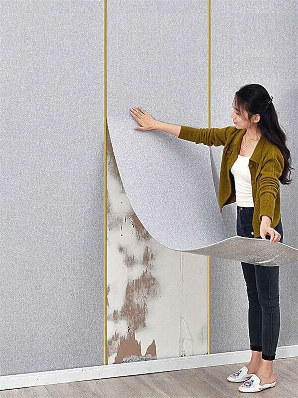 1Roll Thickened Premium Self-Adhesive Wallpaper, Wall Paper,Elegant Cream Color System Faux Cloth Pattern Removable Contact Paper, Waterproof Moistureproof Peel And Stick Wall Sticker, Nordic Style Brushed Fabric Wall Paper For Bedroom Living Room TV Wall Background Home Decoration Wall Stickers Wall Decor Room Decor Wallpaper Peel And Stick