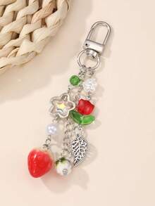 1 Stück Schlüsselanhänger mit Erdbeere, Blume und Entlein für Mädchen, geeignet für den täglichen Outfit