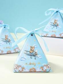 12个装蓝色小熊造型糖果盒，带丝带，可爱蓝色小熊飞机糖果盒，适用于性别揭晓派对、生日派对餐桌装饰、婴儿派对回礼、性别揭晓派对、婚礼派对餐桌装饰、礼品包装、性别揭晓派对回礼、性别揭晓派对装饰等场合。 - 藍色小熊baby - 查看 3