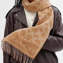 Coach 1 Stück Damen Schal, 4623-LRD, modischer Quasten-Schal für Herbst und Winter, Stern-Buchstaben-Muster, weich und angenehm, dick und lang, geeignet für Outdoor-Camping, Klimaanlagen-Räume, als Geschenk für sie. Internationaler Kindertag, Weihnachten.