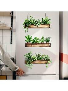 创意植物逼真盆栽架子墙贴卧室浴室客厅家居背景墙装饰美化自粘贴纸房间装饰墙贴贴纸家居装饰 - 彩色 - 查看 4