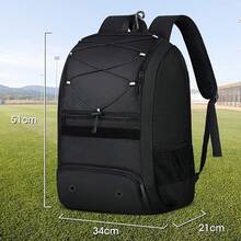 Mochila de béisbol, bolsa de béisbol, mochila para equipo de béisbol, adecuada para adolescentes y adultos, puede acomodar bates, cascos, guantes y zapatos con compartimento para zapatos. - Negro - Ver 2