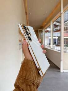 6D Electroplated Simple Affordable Shockproof Phone Case Compatible With IPhone 17/6/7/8/X/XS/XR/11/12/13/14/15/16, Galaxy S9/S10/S20/S21/S22/S23/S24/S25, A03/A04/A05/A06A07/A17/A12/A13/A14/A15/A16/A21S/A22/A23/A24/A25/A31/A32/A33/A34/A35/A50/A51/A52/A53/A54/A55/A71,Note8/9/10 - White - View 3