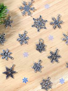 14/28pcs Christmas Snowflake Charms, Assorted Alloy Snowflake Charms For Jewelry Making, Fashionable Winter Holiday Craft Decorations, Ideal For DIY Necklaces, Bracelets & Gift Giving, Christmas Decorations