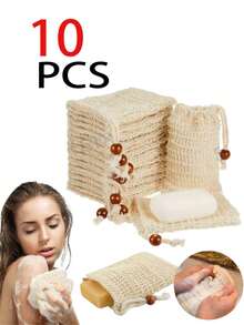 1/3/5/10 件肥皂袋网眼去角质，天然剑麻肥皂袋，肥皂袋用于淋浴使用，如按摩和擦洗（5.5 * 3.5 英寸） - 米色 - 查看 1