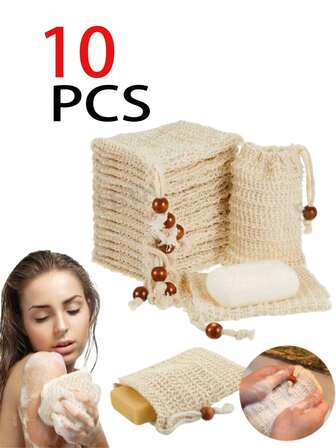 1/3/5/10 件肥皂袋网眼去角质，天然剑麻肥皂袋，肥皂袋用于淋浴使用，如按摩和擦洗（5.5 * 3.5 英寸）