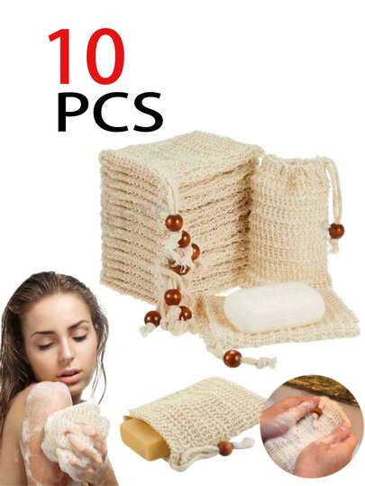 1/3/5/10 pezzi Sacchetti di sapone in rete esfoliante, bustine di sapone in sisal naturale, salvaspazio per sapone da usare sotto la doccia per massaggiare e scrubbare (5,5 * 3,5 pollici)
