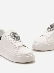 Women's Chunky Platform Sneakers With Embellishment - Casual Spring/Autumn - Black - View 6