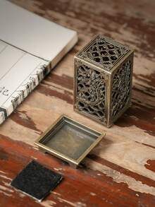 1个手工铜迷你香炉，小型合金香座，金属香薰扩散器，适用于瑜伽冥想、室内香氛、卧室书桌经典装饰 - 彩色 - 查看 8