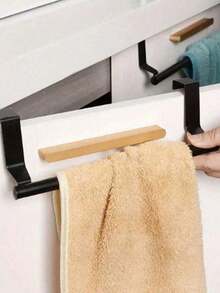 1 pièce Porte-serviettes en acier inoxydable pour porte de placard, barre porte-serviettes sans couture pour porte de salle de bain ou de cuisine, 1 support de porte-serviettes de placard, crochet perforé économe en espace, à fixer sur la porte, convient pour la cuisine, la salle de bain et les placards - peut accueillir serviettes et linges - facile à installer, rangement de cuisine, rangement de salle de bain, articles ménagers modernes