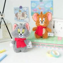 汤姆和杰瑞系列毛绒围巾钥匙扣 - 杰瑞老鼠和汤姆猫设计，带声音 BB 功能，可爱的毛绒饰物，适用于包背包 - 彩色 - 查看 7