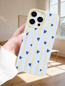 Heart-Shaped Printed Striped Mobile Phone Case, Made Of Anti-Drop, Shockproof, Scratch-Resistant Soft Material, Dirt-Resistant And Durable, Suitable For Teenagers Mobile Phone Case, Compatible With Iphone 17Promax/17Pro/17AIR/17/16Promax/16Pro/16Plus/16/15Promax/15Pro/15Plus/15/14Promax/14Pro/14Plus/14/13Promax/13Pro/13/12Promax/12Pro/12/11Promax/11Pro/11 - Màu vàng - Xem 3
