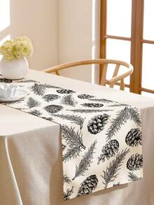 1pc Christmas Pattern Linen Table Runner, Suitable For Holidays, Parties, Birthdays, Dinners, Kitchen & Dining Table Decor, Shoe Cabinet Cover, All Season Home & Decor - Multicolor - View 11