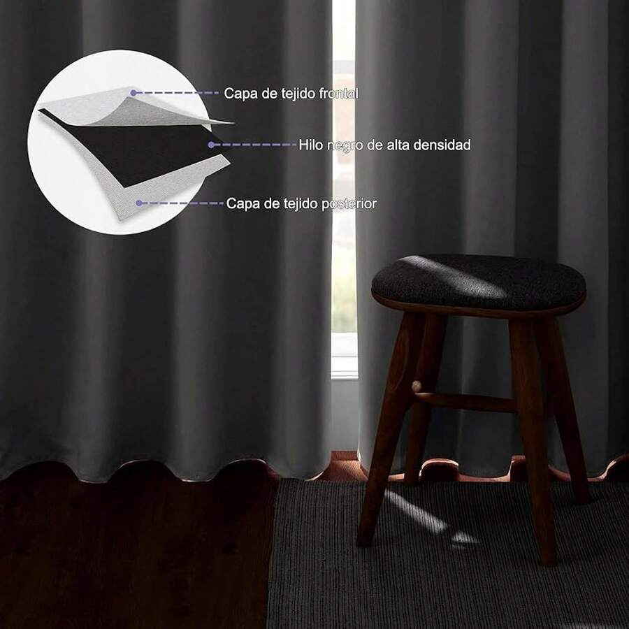 Cortinas opacas grises de 52 pulgadas x 84 pulgadas, adecuadas para dormitorio o sala de estar, 2 piezas, con ojales, aislamiento térmico y acústico, tela 100% poliéster, impermeables y suaves - gris - Ver 1