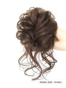 1 件女士花朵发髻凌乱发圈，自然蓬松长发马尾辫发片，发型套装，美发工具套装 - 棕色 - 查看 8