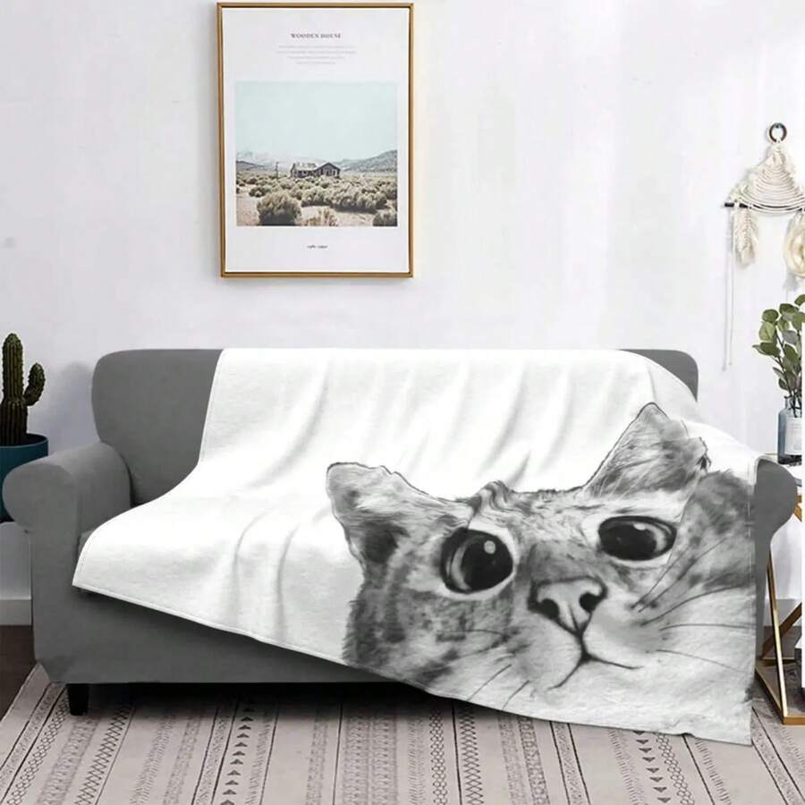 Sneaky Cat An Ultra-Soft Micro Fleece Blanket - 黑色 - 查看 1