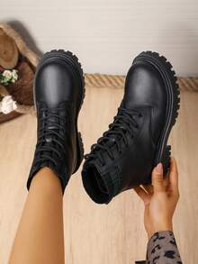 2025 New Thick Sole Retro Versatile British Style Ankle Boots For Women, Suitable For Spring And Autumn - Green - View 2