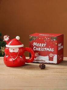 1 件创意圣诞陶瓷杯带勺，大容量带盖，附赠礼盒，适合作为礼物 - 彩色 - 查看 10