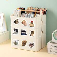 500 hojas/rollo de pegatinas con expresiones de gato, se pueden usar para decorar bolsos, pegatinas para sellar sobres