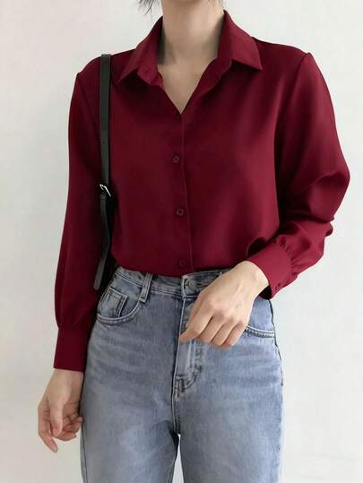 ISADORA MODA camisa feminina  manga longa tecido de poliéster,Um botão nos punhos,tem Branco e preto,Pmg