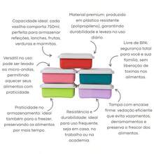 Kit 10 Potes Vasilhas De Plástico Colorido 750Ml Freezer E Microondas